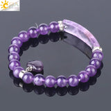 CSJA Purple Crystal Bracelet Love Heart Rectangle Ch