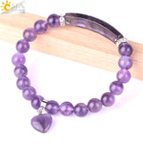 CSJA Purple Crystal Bracelet Love Heart Rectangle Ch