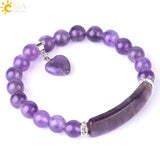 CSJA Purple Crystal Bracelet Love Heart Rectangle Ch
