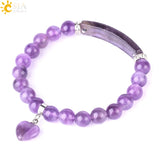 CSJA Purple Crystal Bracelet Love Heart Rectangle Ch
