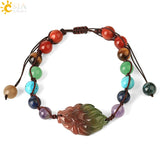 CSJA Reiki 7 Chakra Bracelet with Yoga Fox Pendant