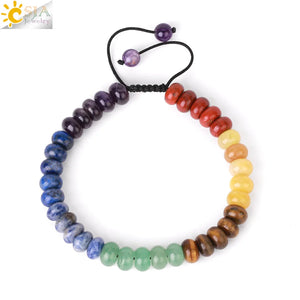 CSJA 7 Chakra Crystal Bracelet for Stress Relief