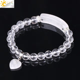 CSJA Clear Quartz Rock Crystal Bracelet Heart Pendant Chakra Jewelry