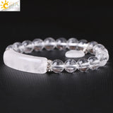 CSJA Clear Quartz Rock Crystal Bracelet Heart Pendant Chakra Jewelry