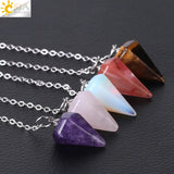 CSJA Reiki Healing Pendulums Radiesthesia Natural Stones Pendant for Men Women