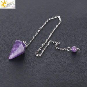 CSJA Reiki Healing Pendulums Radiesthesia Natural Stones Pendant for Men Women