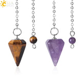 CSJA Reiki Healing Pendulums Radiesthesia Natural Stones Pendant for Men Women