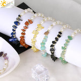 CSJA Reiki Natural Chip Crystal Stone Bracelet for Women Freshwater Pearl