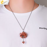 CSJA Reiki Crystal Tree of Life Pendant Necklace Amethyst Healing Stone