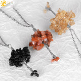 CSJA Reiki Crystal Tree of Life Pendant Necklace Amethyst Healing Stone