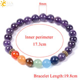 CSJA Amethyst Bracelet 7 Chakra 8mm Yoga Beads