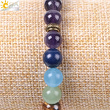 CSJA Amethyst Bracelet 7 Chakra 8mm Yoga Beads