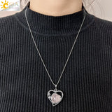 CSJA Reiki Natural Stone Heart Pendant Necklace Healing Amethysts Pink Crystal