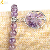 CSJA Reiki Amethyst Bead Bracelet Tree of Life E873
