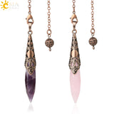 CSJA Rock Crystal Pendulum Natural Stone Quartz Pendant for Dowsing