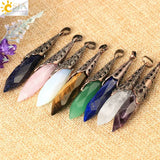 CSJA Rock Crystal Pendulum Natural Stone Quartz Pendant for Dowsing