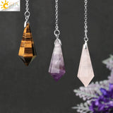 CSJA Rock Crystal Quartz Pendulum Dowsing Rod Natural Stone Pendant