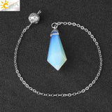 CSJA Rock Crystal Quartz Pendulum Dowsing Rod Natural Stone Pendant