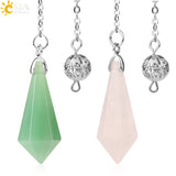 CSJA Rock Crystal Quartz Pendulum Dowsing Rod Natural Stone Pendant