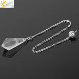 CSJA Rock Crystal Quartz Pendulum Dowsing Rod Natural Stone Pendant