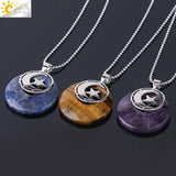 CSJA Natural Stone Necklaces Reiki Lapis Lazuli Tiger Eye Moon Star Charms F852