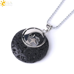 CSJA Natural Stone Necklaces Reiki Lapis Lazuli Tiger Eye Moon Star Charms F852