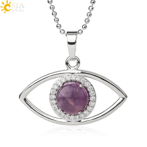 Natural Stone Devil's Eye Amulet Pendant Necklace