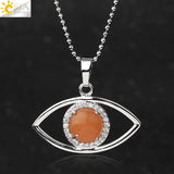 Natural Stone Devil's Eye Amulet Pendant Necklace