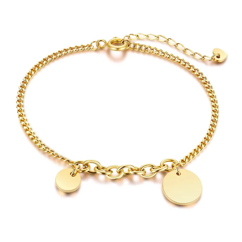CSJA Silver Stainless Steel Blank Charms Bracelet