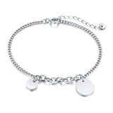 CSJA Silver Stainless Steel Blank Charms Bracelet