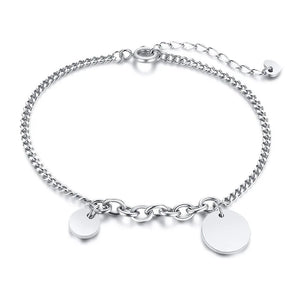 CSJA Silver Stainless Steel Blank Charms Bracelet