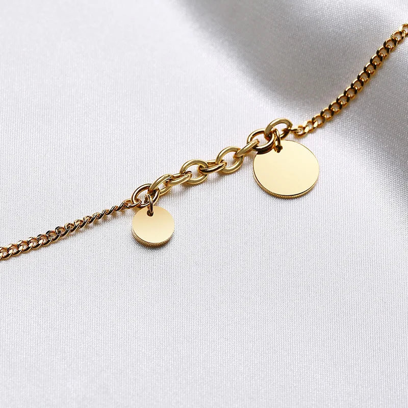 CSJA Silver Stainless Steel Blank Charms Bracelet
