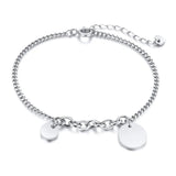 CSJA Silver Stainless Steel Blank Charms Bracelet