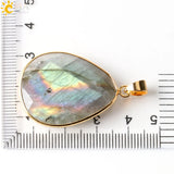 CSJA Spectrolite Labradorite Water Drop Triangle Necklaces Pendants