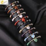 CSJA Spiritual Bracelet 6mm Quartz Beads Heart Charm Reiki Healing H045