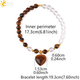 CSJA Spiritual Bracelet 6mm Quartz Beads Heart Charm Reiki Healing H045