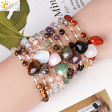 CSJA Spiritual Bracelet 6mm Quartz Beads Heart Charm Reiki Healing H045