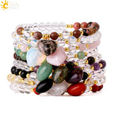 CSJA Spiritual Bracelet 6mm Quartz Beads Heart Charm Reiki Healing H045