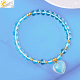CSJA Spiritual Bracelet 6mm Quartz Beads Heart Charm Reiki Healing H045