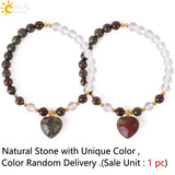 CSJA Spiritual Bracelet 6mm Quartz Beads Heart Charm Reiki Healing H045