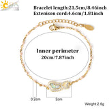 CSJA Women's Golden Heart Link Chain Bracelet Enamel Beads Jewelry