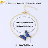 CSJA Butterfly Bracelet, Natural Stone Crystal Chain Bracelet