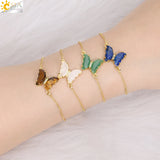 CSJA Butterfly Bracelet, Natural Stone Crystal Chain Bracelet