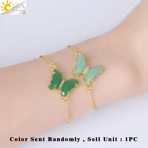 CSJA Butterfly Bracelet, Natural Stone Crystal Chain Bracelet