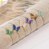 CSJA Butterfly Bracelet, Natural Stone Crystal Chain Bracelet