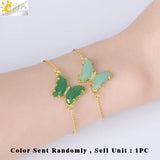 CSJA Butterfly Bracelet, Natural Stone Crystal Chain Bracelet