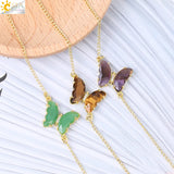 CSJA Butterfly Bracelet, Natural Stone Crystal Chain Bracelet