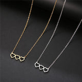 CSJA Sweet Three Hearts Pendant Choker Necklace for Women
