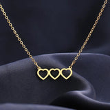 CSJA Sweet Three Hearts Pendant Choker Necklace for Women