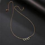 CSJA Sweet Three Hearts Pendant Choker Necklace for Women